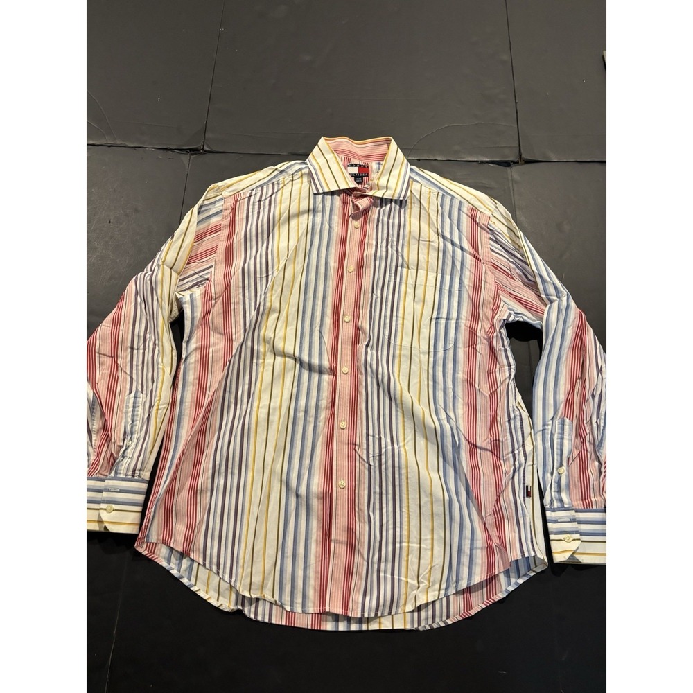 Tommy Hilfiger Men's Multicolor Striped Long Sleeve Button-Down Dress Shirt XL